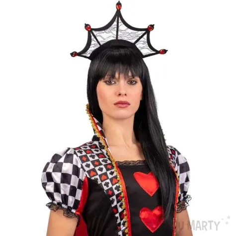 opaska party pajeczyna z rubinowymi sercami czarna carnival toys