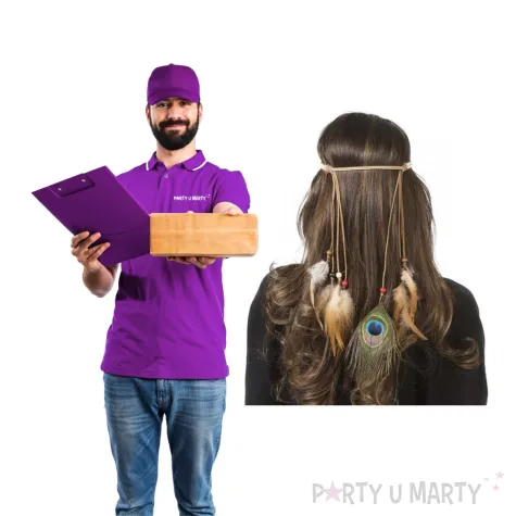opaska party piora pawie oczko kolorowa funny fashion