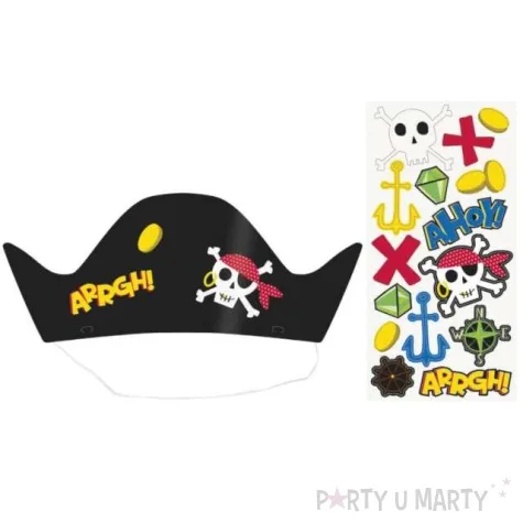 opaska party piracki kapelusz naklejki mix unique 8 szt 4 szt