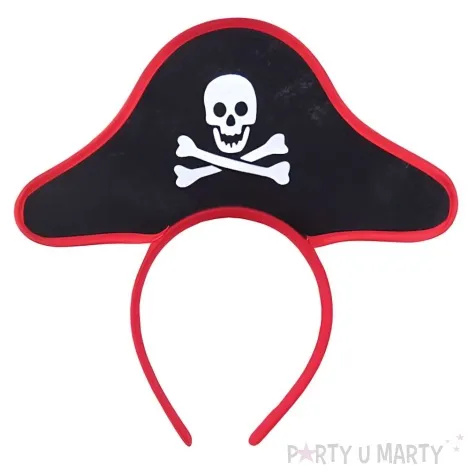 opaska party pirat kapelusz z trupia czaszka czarno czerwony tropic