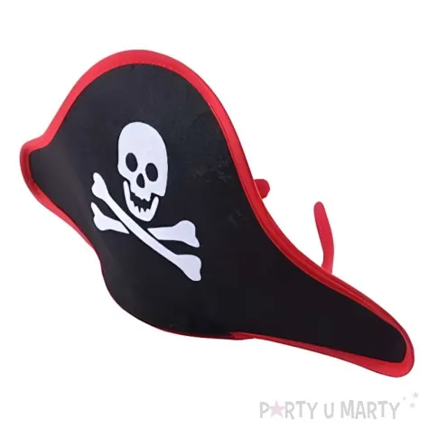 opaska party pirat kapelusz z trupia czaszka czarno czerwony tropic