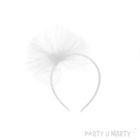 opaska party pompon tiulowy bialy