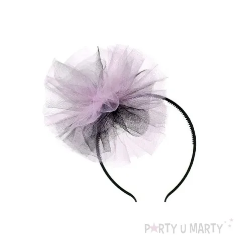 opaska party pompon tiulowy rozowo czarny