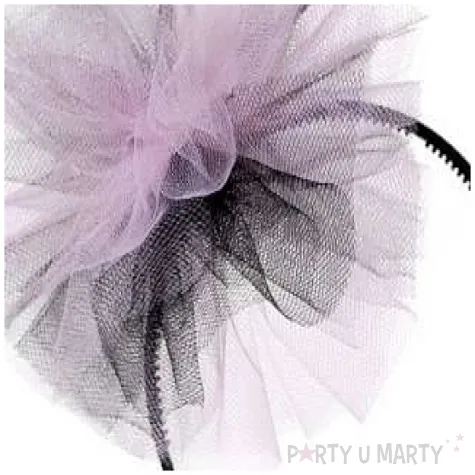 opaska party pompon tiulowy rozowo czarny