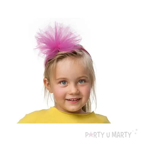 opaska party pompon tiulowy rozowy