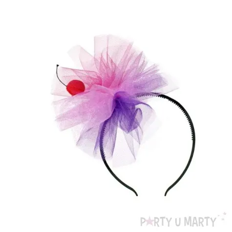 opaska party pompon tiulowy z wisienka kolorowy