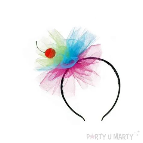 opaska party pompon tiulowy z wisienka kolorowy