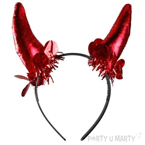 opaska party rogi atlasowe czerwone kraszek