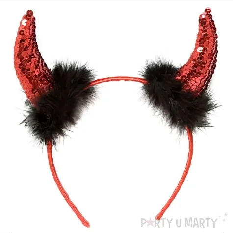 opaska party rogi diabla cekinowe z puszkiem czerwone widmann