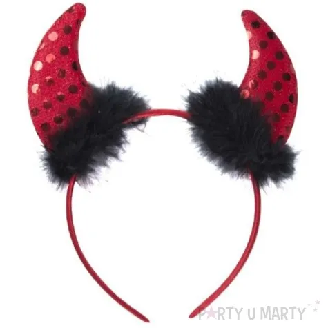 opaska party rogi diabla cekiny czerwone czakos