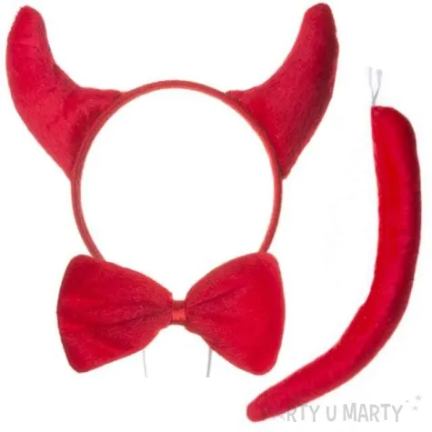 opaska party rogi diabla czerwone zestaw rogi mucha ogon