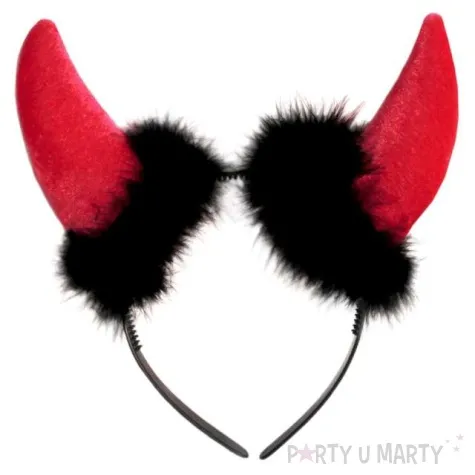 opaska party rogi diabla futerkowe czerwone folat