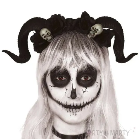opaska party rogi diabla z czaszkami czarna guirca