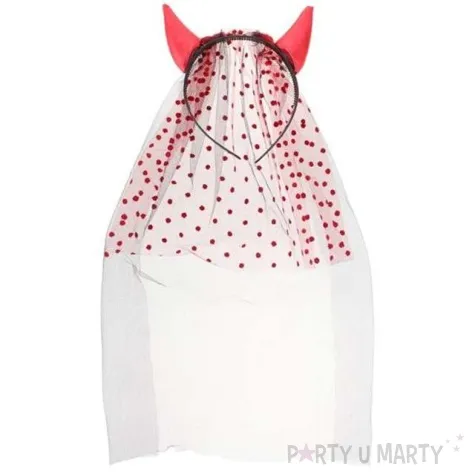 opaska party rogi diabla z welonem czerwona godan