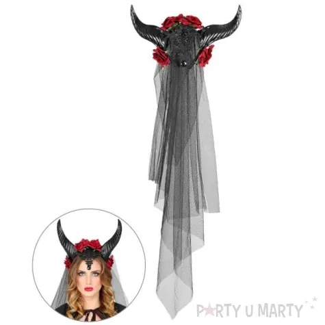 opaska party rogi i roze czarno czerwona widmann