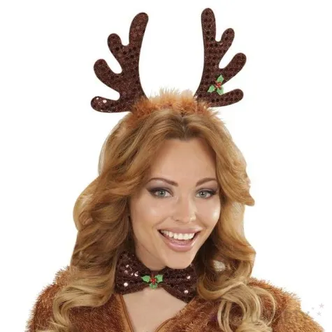 opaska party rogi renifera brazowy zestaw rogi mucha