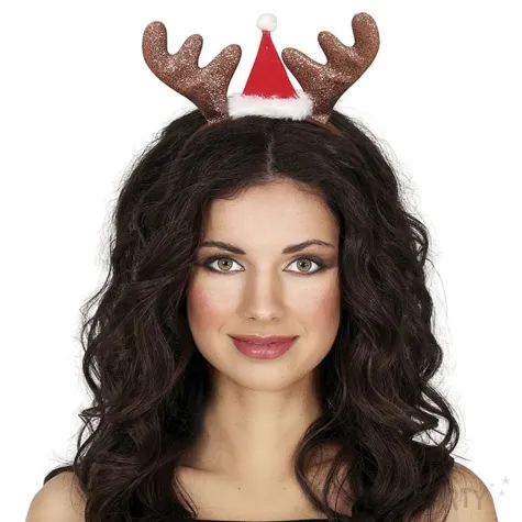 opaska party rogi renifera z czapeczka mikolaja guirca