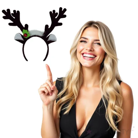 opaska party rogi renifera z dzwoneczkiem czarna guirca