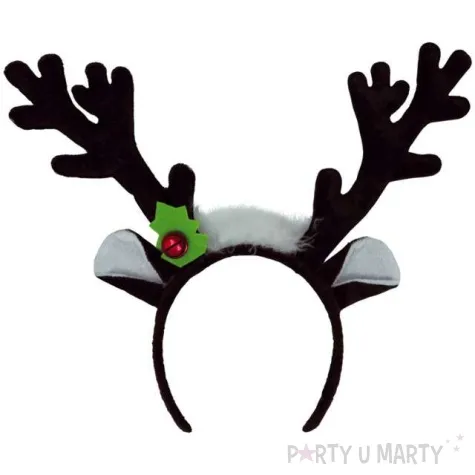 opaska party rogi renifera z dzwoneczkiem czarna guirca
