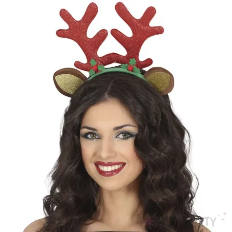 opaska party rogi renifera z uszami brokatowe guirca