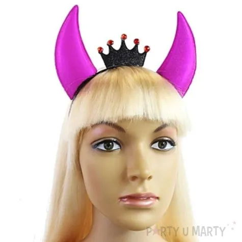 opaska party rogi z korona rozowe