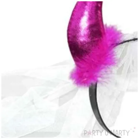 opaska party rogi z welonem bialym dekoracjepolska rozowy