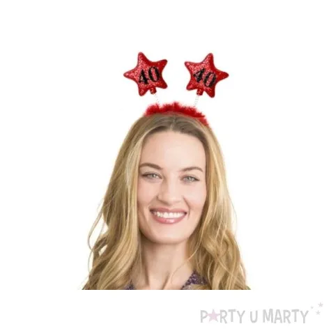 opaska party urodziny 40 czerwone gwiazdki