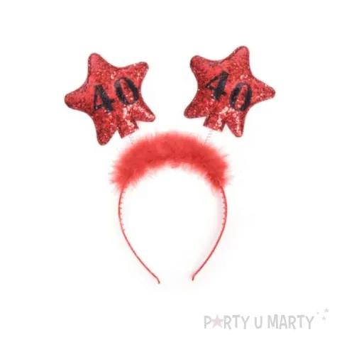 opaska party urodziny 40 czerwone gwiazdki