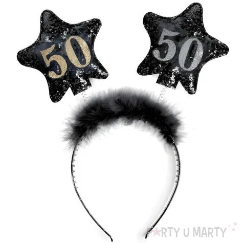 opaska party urodziny 50 czarne gwiazdki