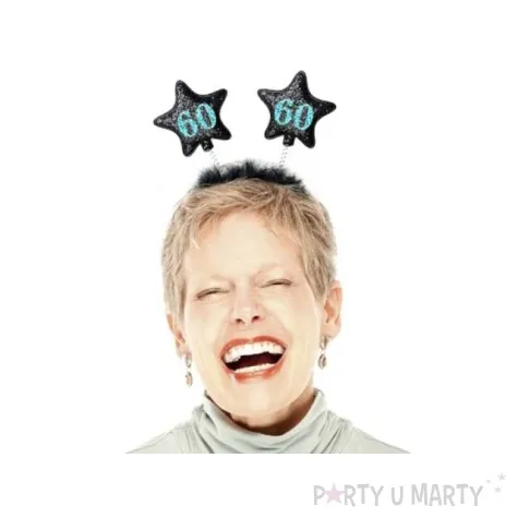 opaska party urodziny 60 czarne gwiazdki