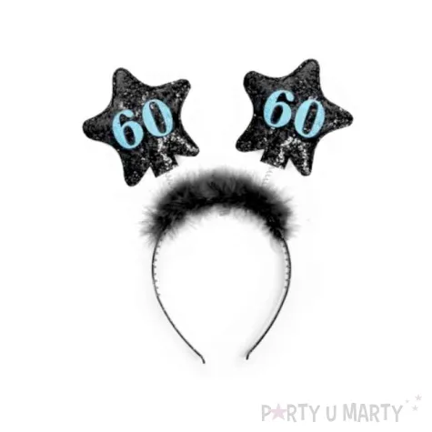 opaska party urodziny 60 czarne gwiazdki