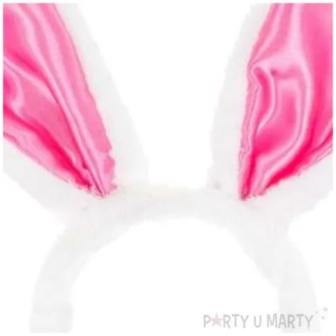 opaska party uszy krolika ciemny roz biala godan