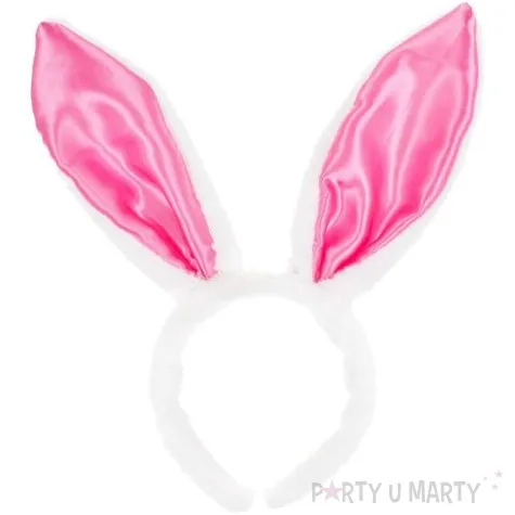 opaska party uszy krolika ciemny roz biala godan