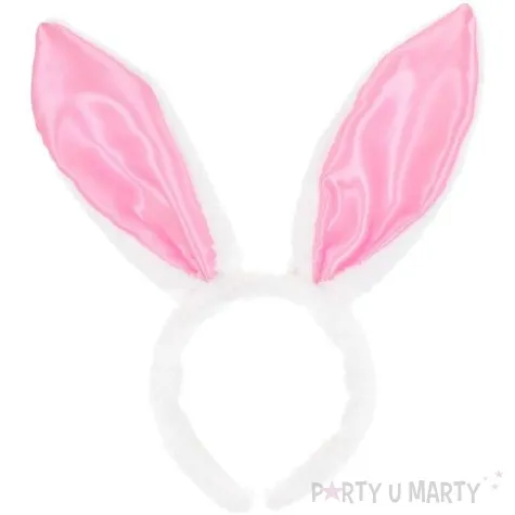 opaska party uszy krolika jasny roz biala godan