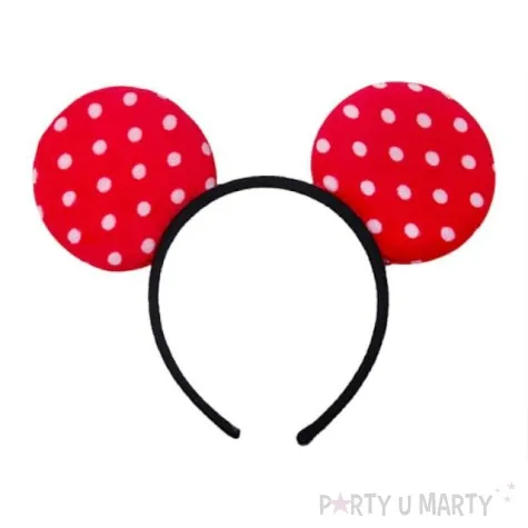 opaska party uszy w kropki czerwone