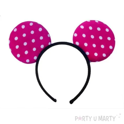 opaska party uszy w kropki rozowe ciemne