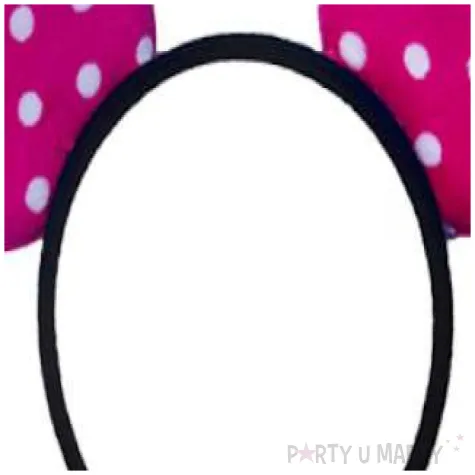 opaska party uszy w kropki rozowe ciemne