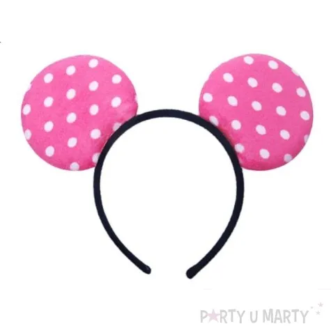 opaska party uszy w kropki rozowe jasne