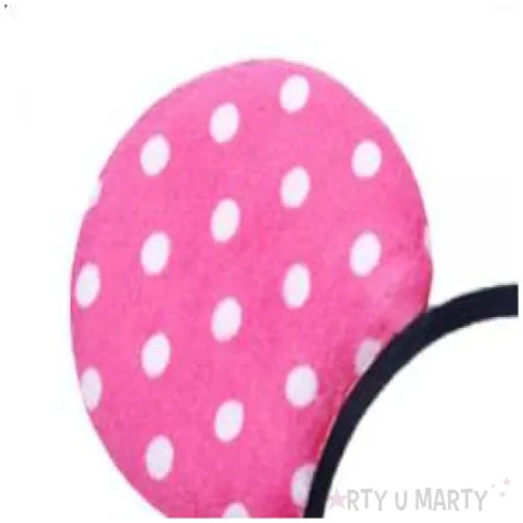 opaska party uszy w kropki rozowe jasne