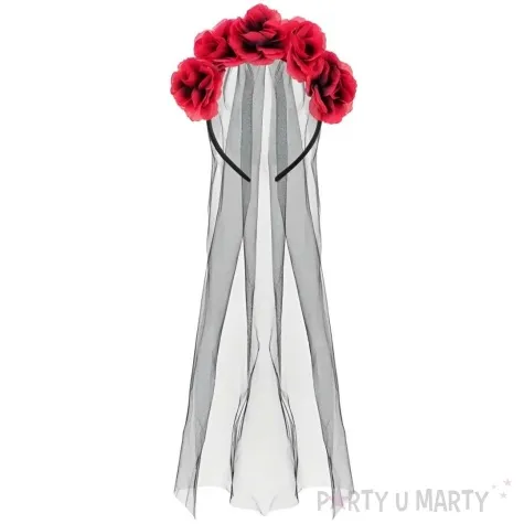 opaska party welon z rozami czarny partydeco