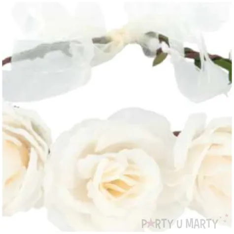 opaska party wianek z kwiatami bialy partypal 45 cm