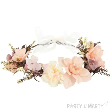 opaska party wianek z kwiatami brzoskwiniowo rozowy partypal 45 cm