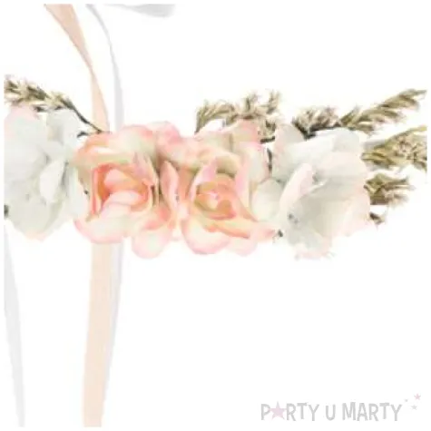 opaska party wianek z kwiatami brzoskwiniowy partydeco 18 cm