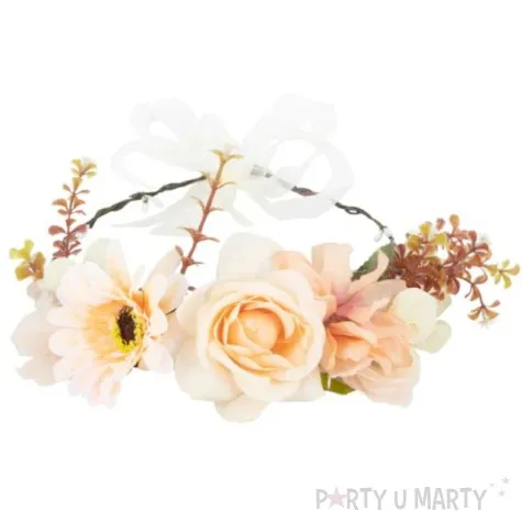 opaska party wianek z kwiatami brzoskwiniowy partypal 45 cm