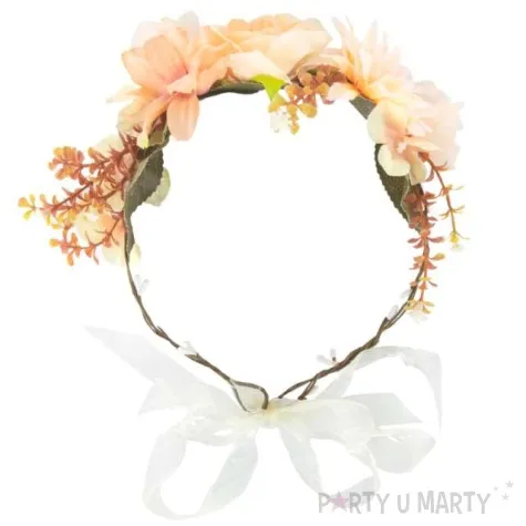 opaska party wianek z kwiatami brzoskwiniowy partypal 45 cm