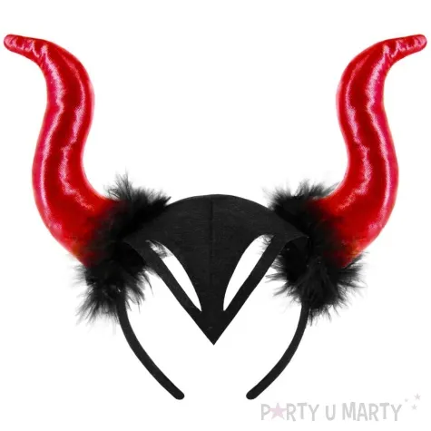 opaska rogi diabla z dekoracja czarno czerwony partypal
