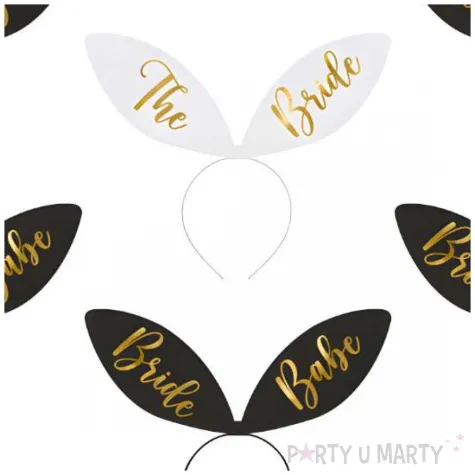 opaski party bride uszy czarny bialy partydeco 6 szt