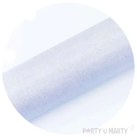 organza glitter biala brokatowa 16 cm 9 m 1 rolka