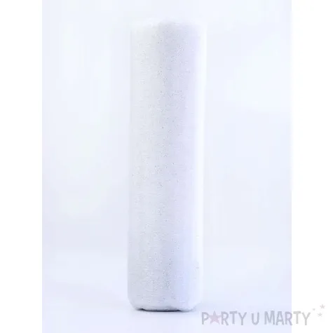 organza glitter biala brokatowa 16 cm 9 m 1 rolka