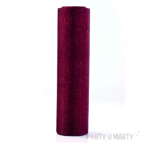 organza glitter bordowa brokatowa 16 cm 9 m 1 rolka